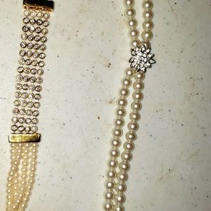 Pearl and rhinestone chokers